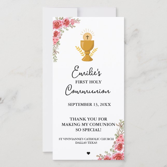 Minimalistische Kalligraphie Erstes Kommuniongebet (Vorderseite)