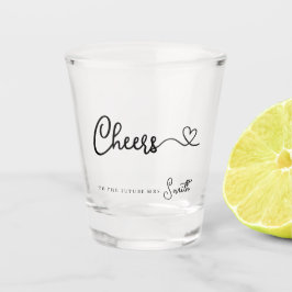 Minimalistische Kalligraphie freut sich auf die Zu Schnapsglas