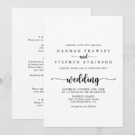 Minimalistische Kalligraphie-Front- und Backenhoch Einladung