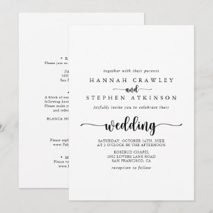 Minimalistische Kalligraphie-Front- und Backenhoch Einladung