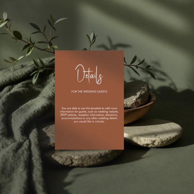 Minimalistische Kalligraphie Hochzeit Terrakotta Begleitkarte (Von Creator hochgeladen)