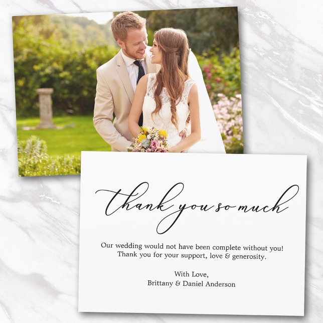 Minimalistische Kalligraphie Hochzeit vielen Dank Karte (Customize to change your personalized text size or text style.)