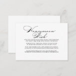 Minimalistische Kalligraphie Honeymoon Wish Begleitkarte<br><div class="desc">Diese minimalistische kalligraphische Wunschzettel ist perfekt für eine einfache Hochzeit. Das Design besticht durch einen wunderschönen schwarzen Schriftart mit Kalligrafie und einem weißen Hintergrund.</div>