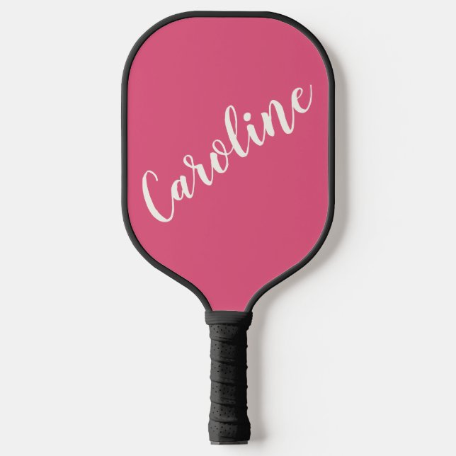 Minimalistische Kalligraphie Personalisiert in Hot Pickleball Schläger (Vorderseite)