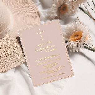 Minimalistische Kalligraphie - Pink- und Goldbestä Folieneinladung