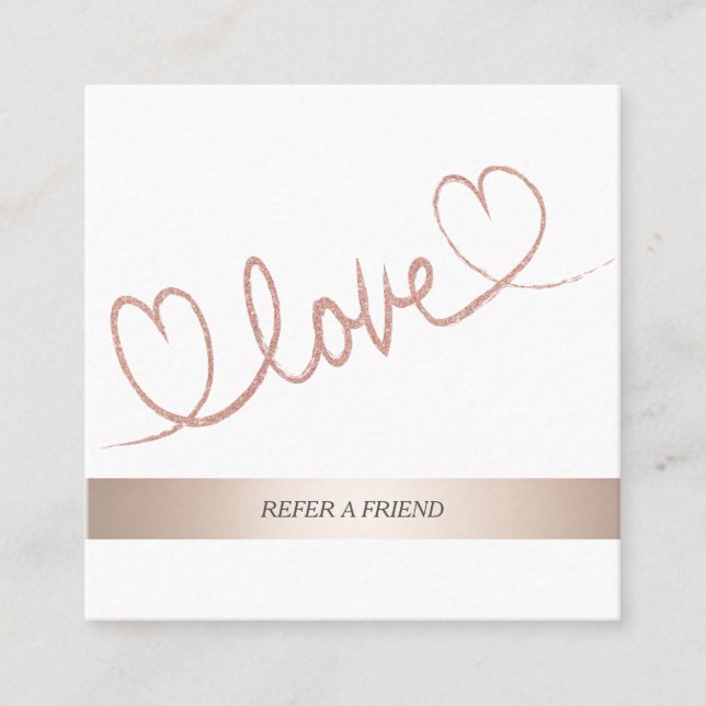 Minimalistische Kalligraphie Rose Gold Liebe Empfehlungskarte (Vorderseite)
