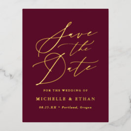 Minimalistische Kalligraphie Save the Date Folie Einladungspostkarte