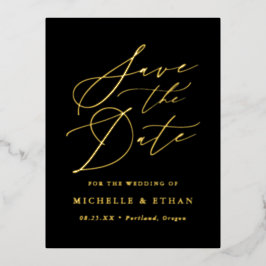 Minimalistische Kalligraphie Save the Date Folie Einladungspostkarte