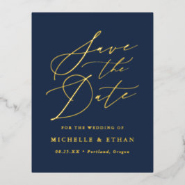 Minimalistische Kalligraphie Save the Date Folie Einladungspostkarte