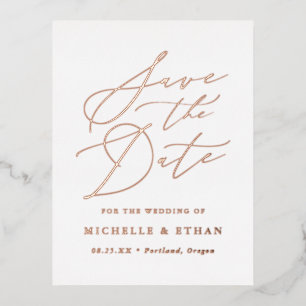 Minimalistische Kalligraphie Save the Date Folie Einladungspostkarte