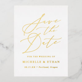Minimalistische Kalligraphie Save the Date Folie Einladungspostkarte