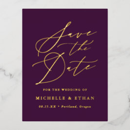 Minimalistische Kalligraphie Save the Date Folie Einladungspostkarte