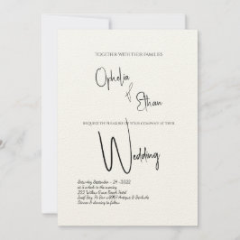 Minimalistische Kalligraphie Schwarz-Weiß-Hochzeit Einladung