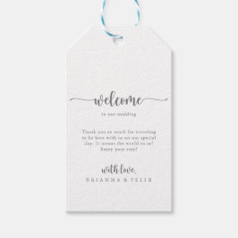 Minimalistische Kalligraphie Silberhochzeit Begrüß Geschenkanhänger
