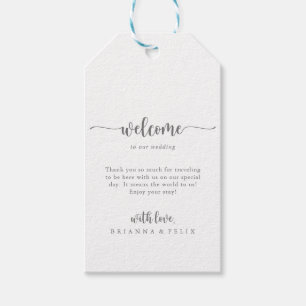 Minimalistische Kalligraphie Silberhochzeit Begrüß Geschenkanhänger