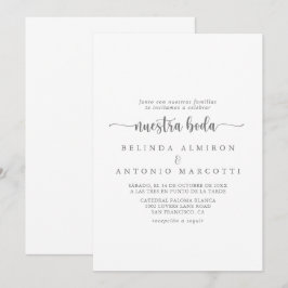 Minimalistische Kalligraphie Silver Nuestra Boda Einladung