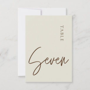 Minimalistische Kalligraphie Tabelle 7 Tischnummer