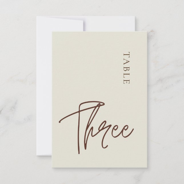 Minimalistische Kalligraphie Tabelle drei Tischnum Einladung (Vorderseite)