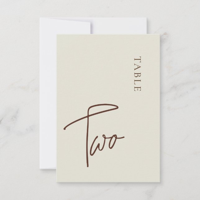 Minimalistische Kalligraphie Tabelle zwei Tischnum Einladung (Vorderseite)