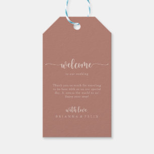 Minimalistische Kalligraphie Terracotta Hochzeit W Geschenkanhänger