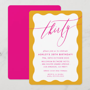 MINIMALISTISCHE Kalligraphie Welle 30. Party rosa  Einladung