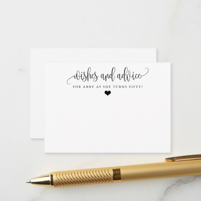 Minimalistische Kalligraphie - Wünsche und Vorstel Hinweiskarte (Vorderseite/Rückseite Beispiel)