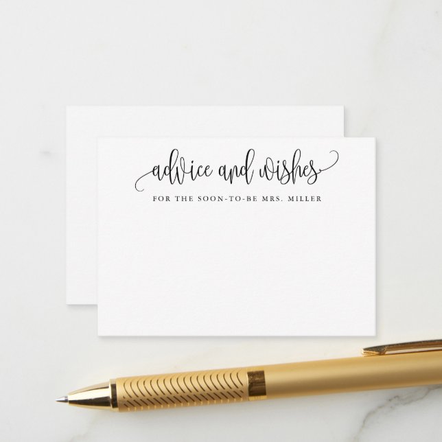 Minimalistische Kalligraphieberatung und Wunschkar Hinweiskarte (Vorderseite/Rückseite Beispiel)