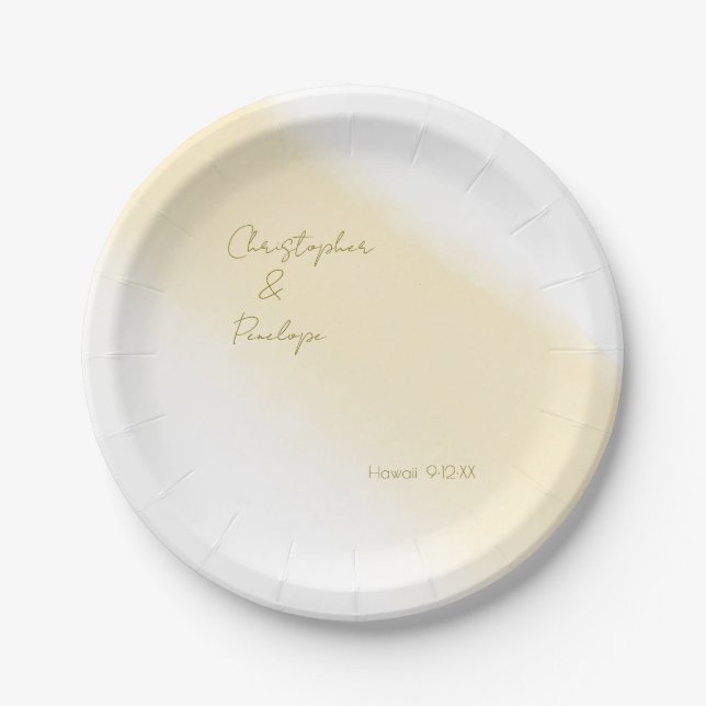 Minimalistische kalligraphische Goldmedaille Pappteller (Vorderseite)