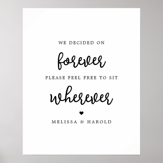 Minimalistische kalligraphische Hochzeitssätte, wo Poster (Vorne)