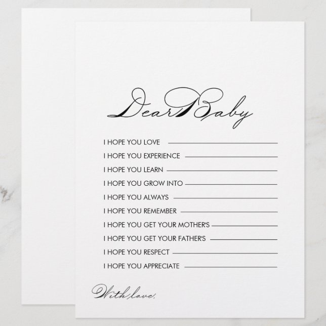 Minimalistische kalligraphische Wünsche für Kinder (Vorne/Hinten)