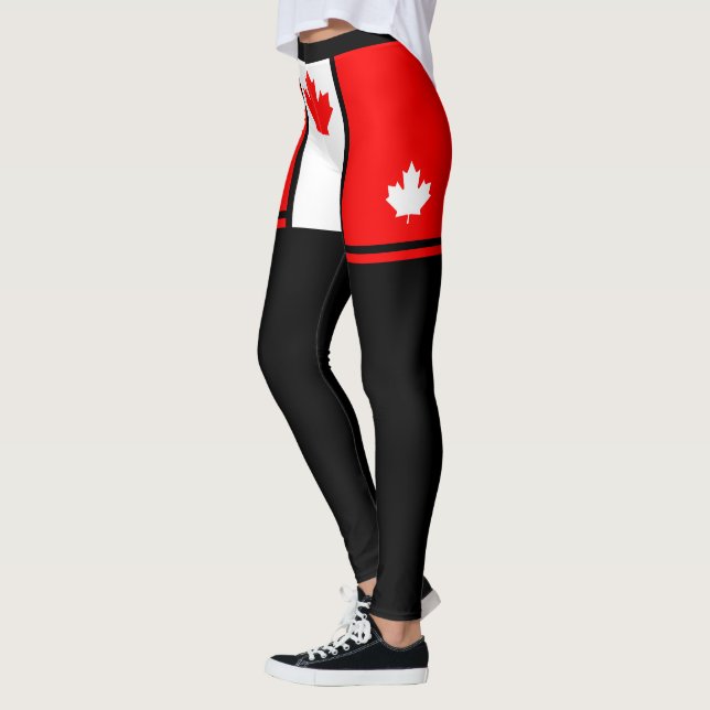 Minimalistische kanadische Farben mit Ahorn auf sc Leggings (Links)