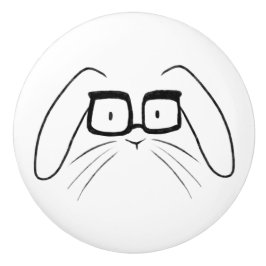 Minimalistische Kaninchen mit Brille Keramik-Knauf Keramikknauf
