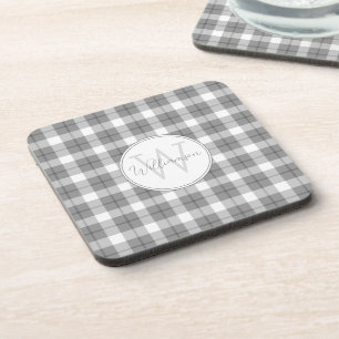 Minimalistische Karierte Monogramm Getränkeuntersetzer