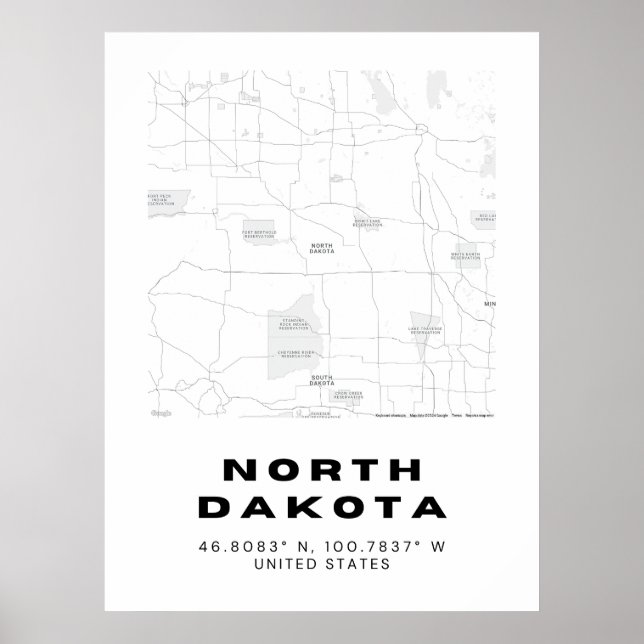 Minimalistische Karte North Dakota Poster (Vorne)