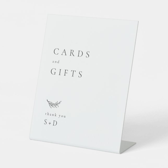 Minimalistische Karten und Geschenke für Hochzeite Sockelschild (Vorderseite)