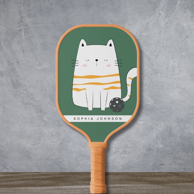 Minimalistische Katze, Individuelle Name Picklebal Pickleball Schläger (Von Creator hochgeladen)
