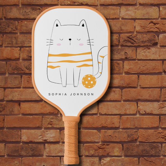 Minimalistische Katze, Individuelle Name Picklebal Pickleball Schläger (Von Creator hochgeladen)