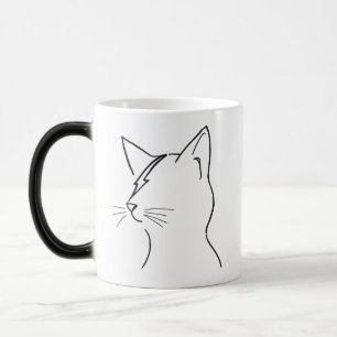 Minimalistische Katzen-Blitz-Linienkunst Moderne S Verwandlungstasse