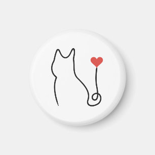 Minimalistische Katzen-Ein-Linien-Kunst mit rotem Magnet