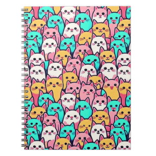 Minimalistische Katzen in mehrfarbigen Pastellfarb Notizblock