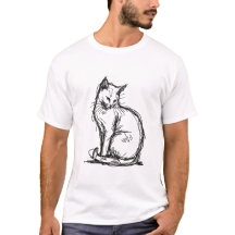 Minimalistische Katzen-Skizze, Handgezeichnete Lin