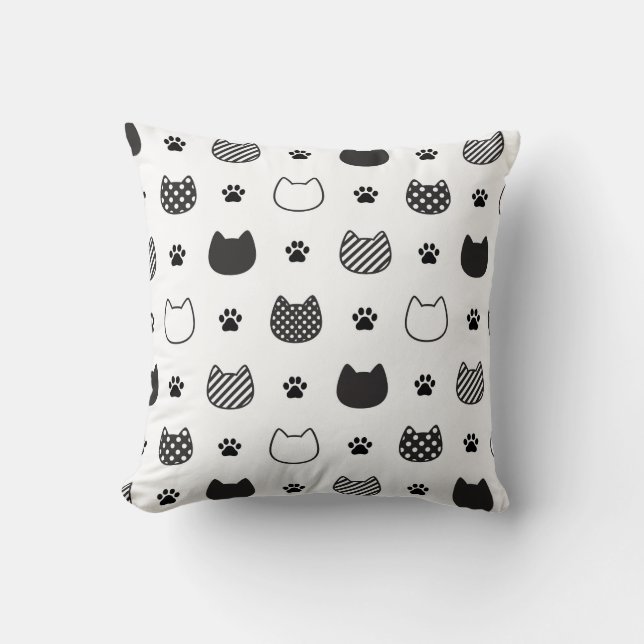 Minimalistische Katzengesichtsausdruck Kissen (Vorderseite)