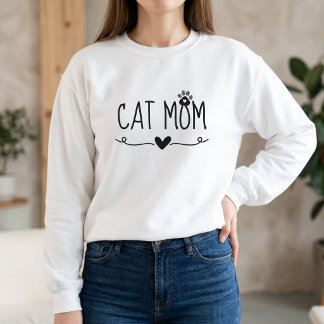 Minimalistische Katzenmutter Süße Pfotenabdruck He Sweatshirt