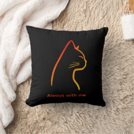 Minimalistische Katzenporträt-Linienkunst Kissen
