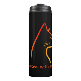 Minimalistische Katzenporträt-Linienkunst Thermosbecher