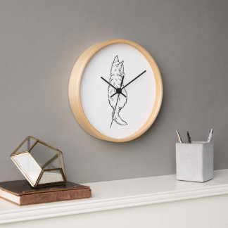 Minimalistische Katzenrückansicht-Linienkunst-Wand Uhr