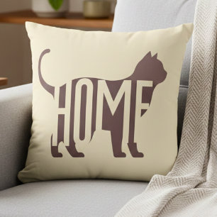 Minimalistische Katzensilhouette "ZUHAUSE" Katzenl Kissen
