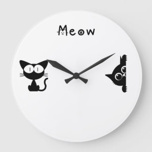 Minimalistische Katzenwanduhr Große Wanduhr