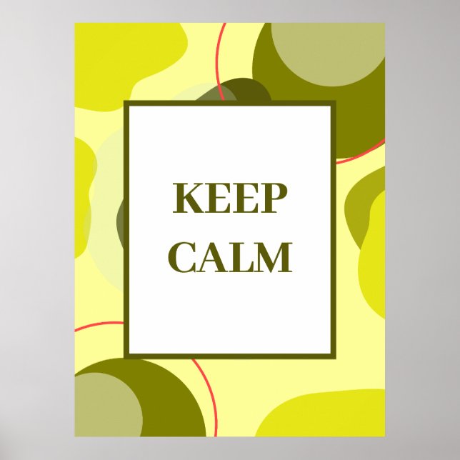 Minimalistische "Keep Calm" Salbeigrüne Abstrakte  Poster (Vorne)