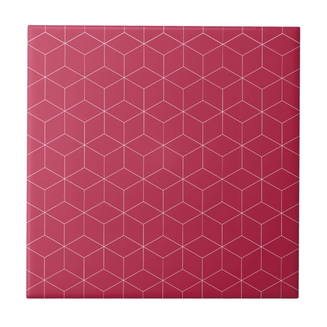 Minimalistische Keramik Isometric Magenta Muster T Fliese (Vorderseite)